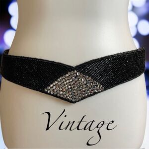 Vintage REGALE Beaded/Rhinestone Belt Size Large